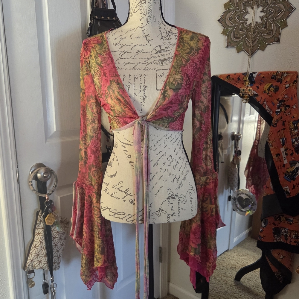Bell Sleeve Tie-Front Top